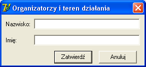 5. Organizatorzy i rejon działania Aby uruchomić funkcję Organizatorzy i teren działania należy z menu Słowniki wybrać Organizatorzy i ich rejon działania.