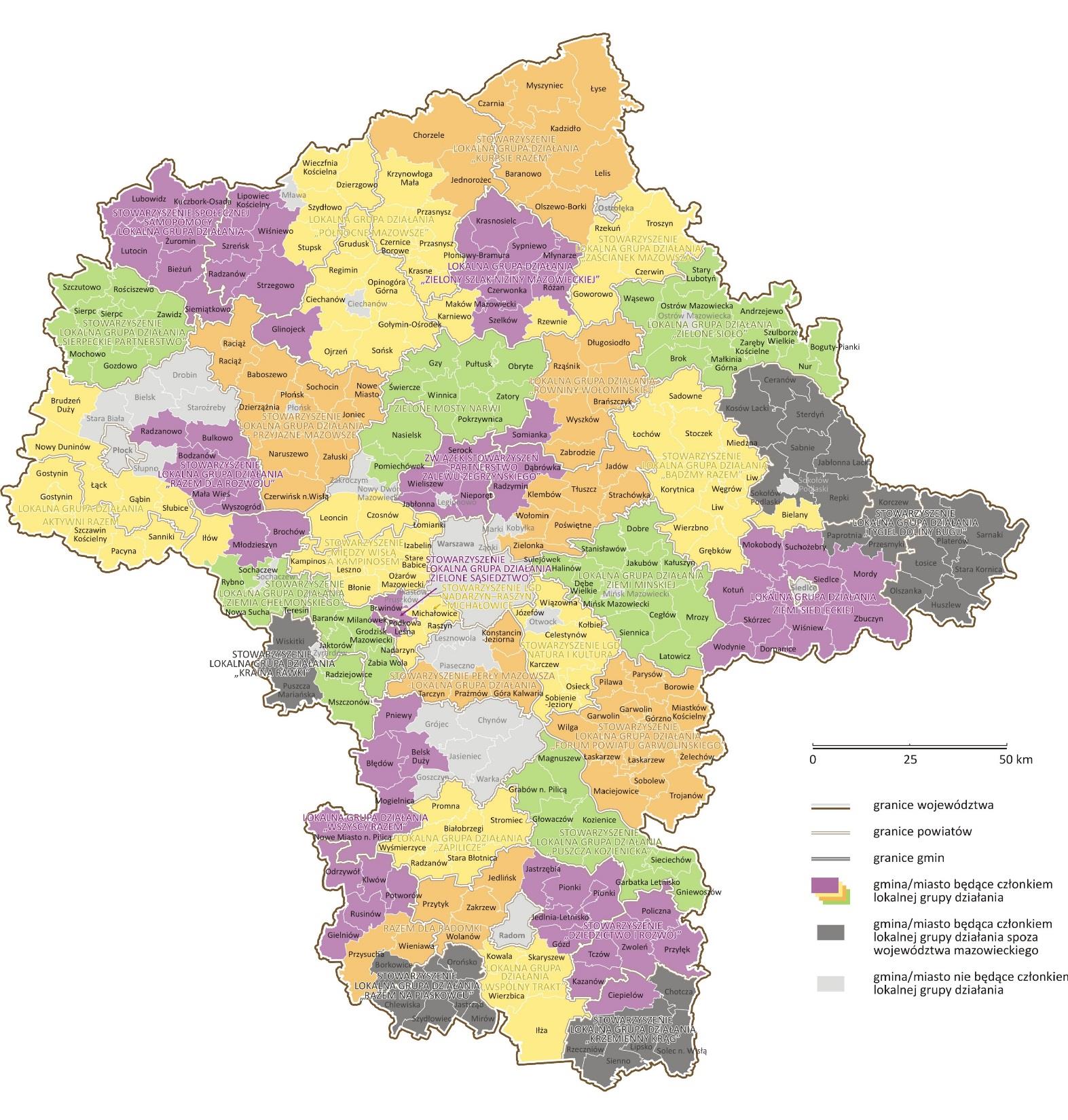 Mapa LGD w województwie