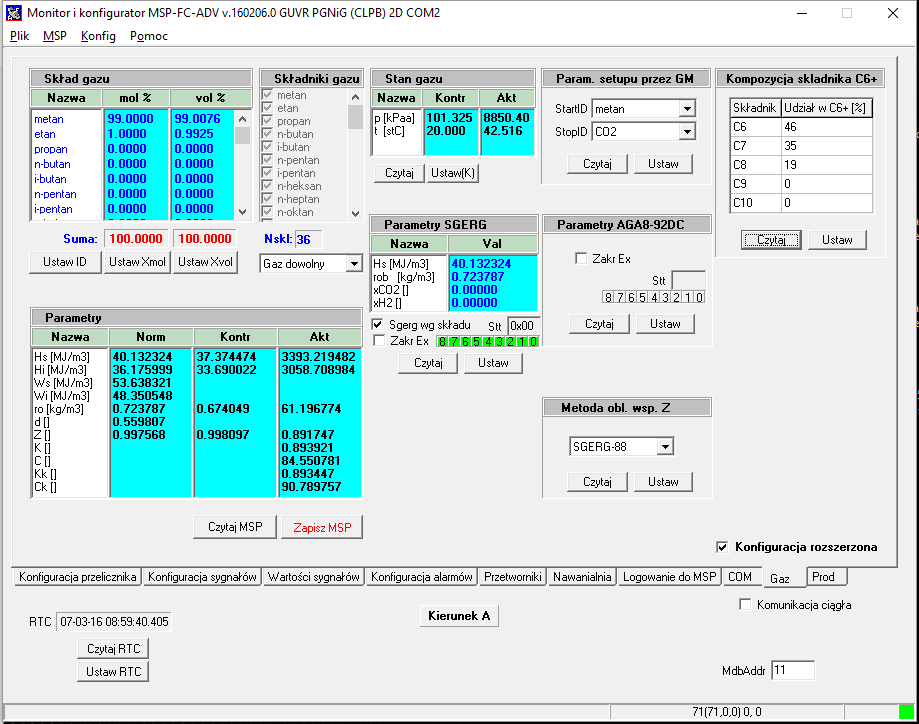 IO/MSP-02-FC/PL/r17 Integrotech sp. z o.o. 124 / 132 zatwierdzić je przyciskiem SetXmol (molowe) lub SetXvol (objętościowe).