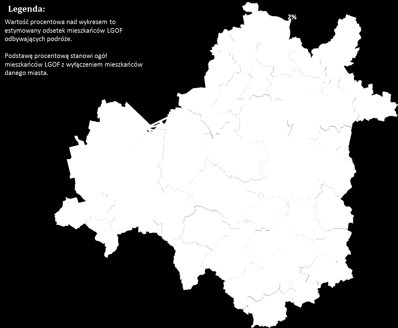jednak ponad 1/3 (35%) podróży to podróże autobusem zakładowym. Warto zauważyć, że aż 83% podróży do Polkowic wiąże się z pracą. Dominującą motywacją podróży do miast centralnych jest praca.