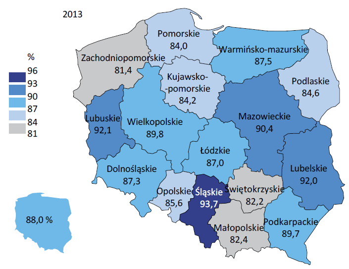 Tabela 25 Przedsiębiorstwa korzystające z e-administracji (PL, 2010-2013, %) Źródło: Społeczeństwo informacyjne w Polsce. Wyniki badań statystycznych z lat 2010-2014.