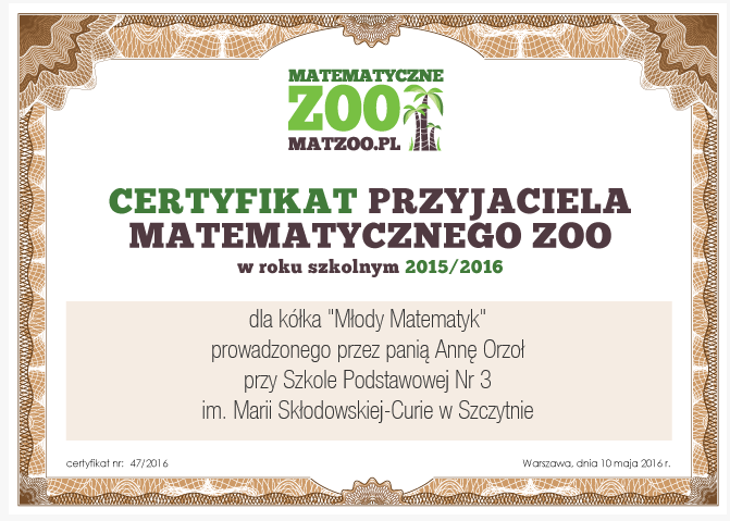 10 maja 2016 Naszą pracę na kółku zauważono i doceniono!