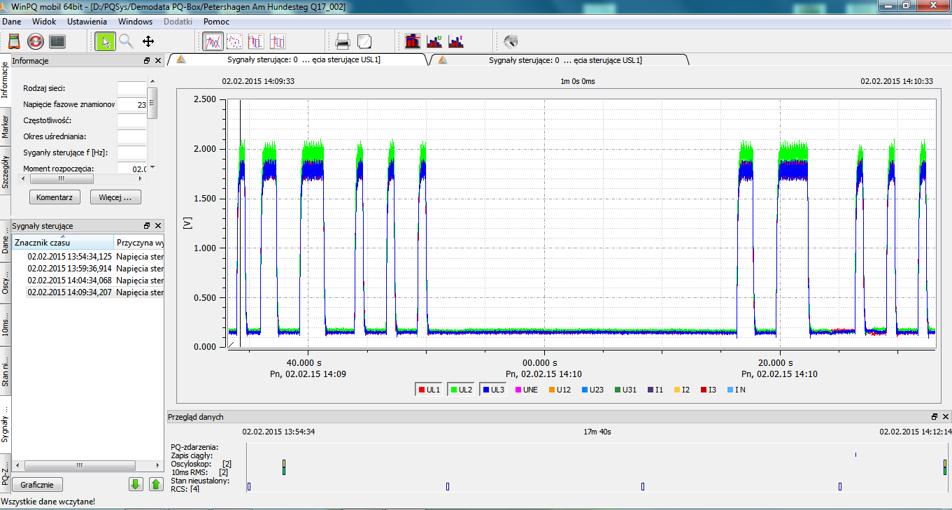 14.4.9 Rejestrator sygnałów sterujących W zakładce Ripple signal recorder składowane są zdarzenia wyzwolone detekcją zaburzeń sygnałów sterujących o częstotliwości wybranej przez użytkownika,