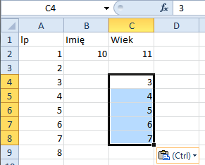 Kopiowanie / wycinanie / wklejanie W Excelu możemy wykonywać podstawowe operacje na schowku systemowym. Np.