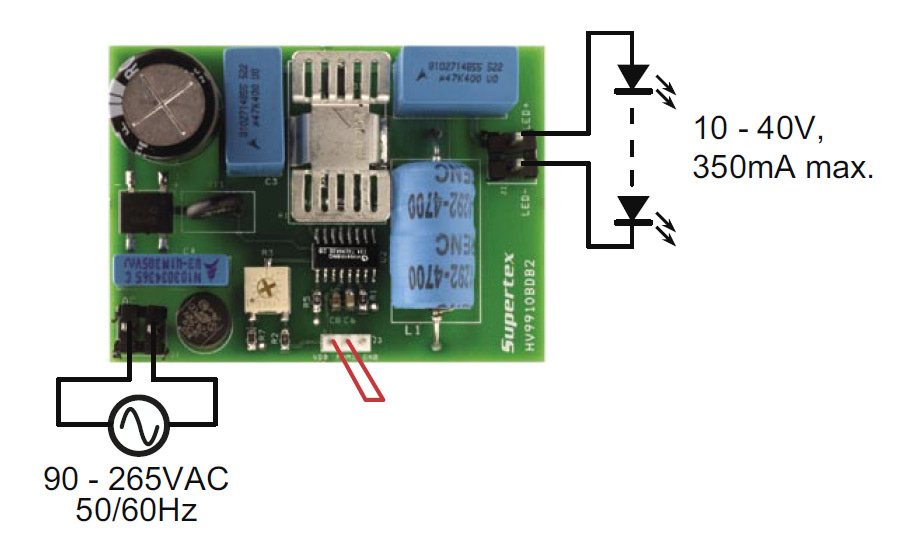 HV9910DB2 przykładowa aplikacja HV9910B/C Uwaga!