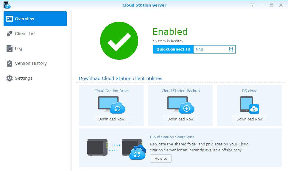 Synology NAS Przewodnik serwerami Synology NAS. Przejdź do Centrum pakietów, aby zainstalować i uruchomić pakiet Cloud Station Server.