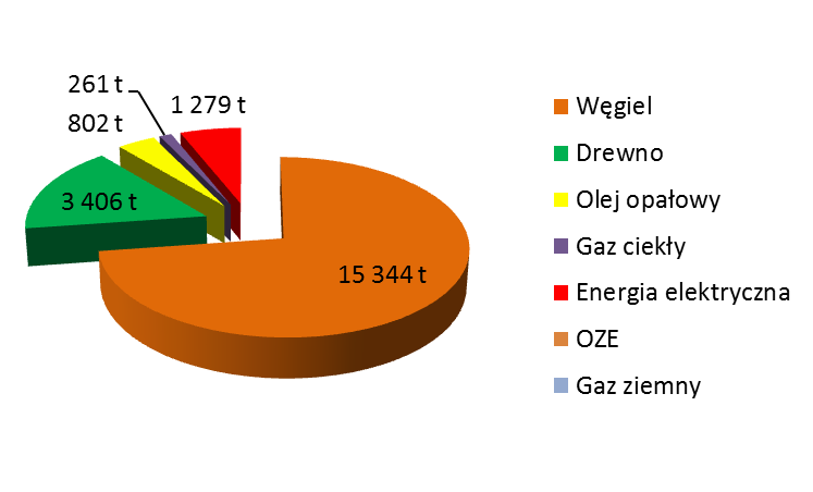 Bilans paliwowy Rok bazowy 2005 W 2005 r. potrzeby cieplne Gminy Dąbrowa zabezpieczane były w oparciu o: węgiel kamienny (w tym koks), olej opałowy, drewno, energię elektryczną oraz gaz ciekły (LPG).