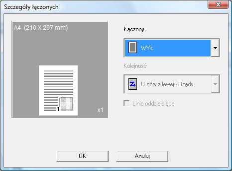 7 Ustawienia sterownika drukarki 7.2 7.2.3 Zakładka [Układ] Możliwe jest tu wybranie liczby stron dokumentu, które zostaną wydrukowane na pojedynczym arkuszu papieru.