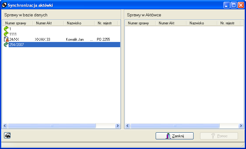 Rysunek 6.6. Aktualizacja użytkowników aktówki 6.2. Wybieranie spraw do pracy z aktówką Podczas pracy w terenie, użytkownik nie ma możliwości podłączenia swojego notebook a do tzw. serwera AudaShare.