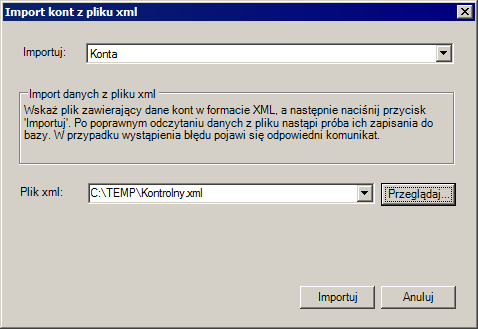 9 80 Podręcznik użytkownika Forte Środki Trwałe Import z pliku XML Import danych z pliku XML polega na odczytaniu z odpowiednio sformatowanego pliku danych i zapisaniu ich do wskazanej kartoteki.