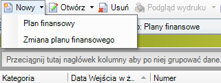 3.5. Plan finansowy jednostki Praca z Planami finansowymi jest możliwa po rozwinięciu gałęzi Budżet, a następnie rozwinięciu roku budżetowego i zaznaczeniu kategorii Plany finansowe (rys. 55).