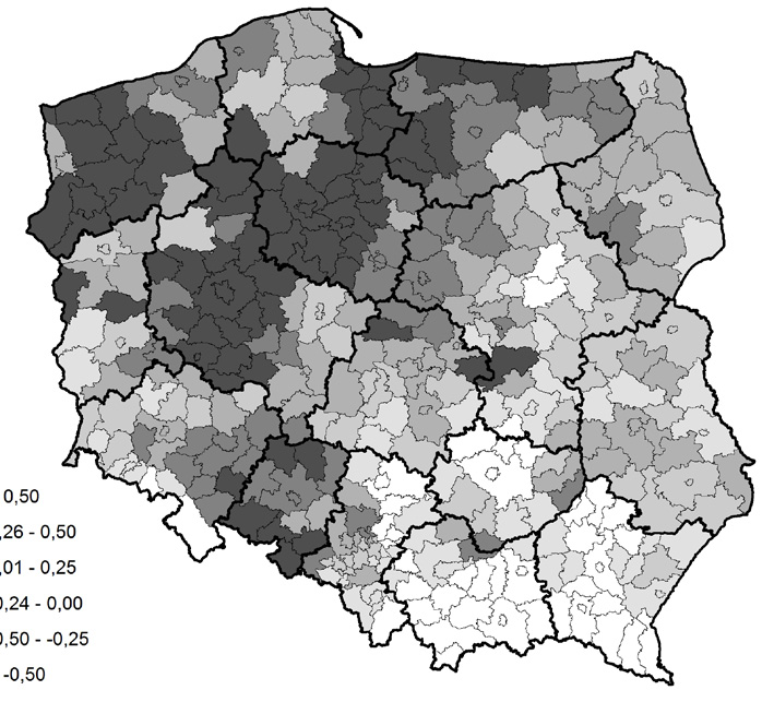 Poziom i struktura przestrzenna rolnictwa polskiego w świetle wyników Powszechnego.