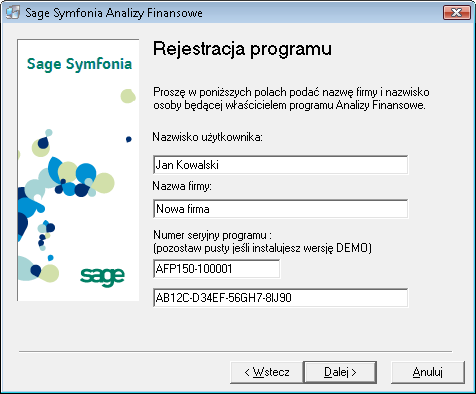 Instalacja programu Sage Symfonia Analizy Finansowe 4 Rys. 7 Dialog Wybierz katalog docelowy.