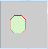 kształtu (narysowanie linii między ostatnim i pierwszym werteksem) Kod naszego programu: size(200, 200); fill(random(255),random(255),random(255)); stroke(255, 0, 0); vertex(10, 10); vertex(40, 10);