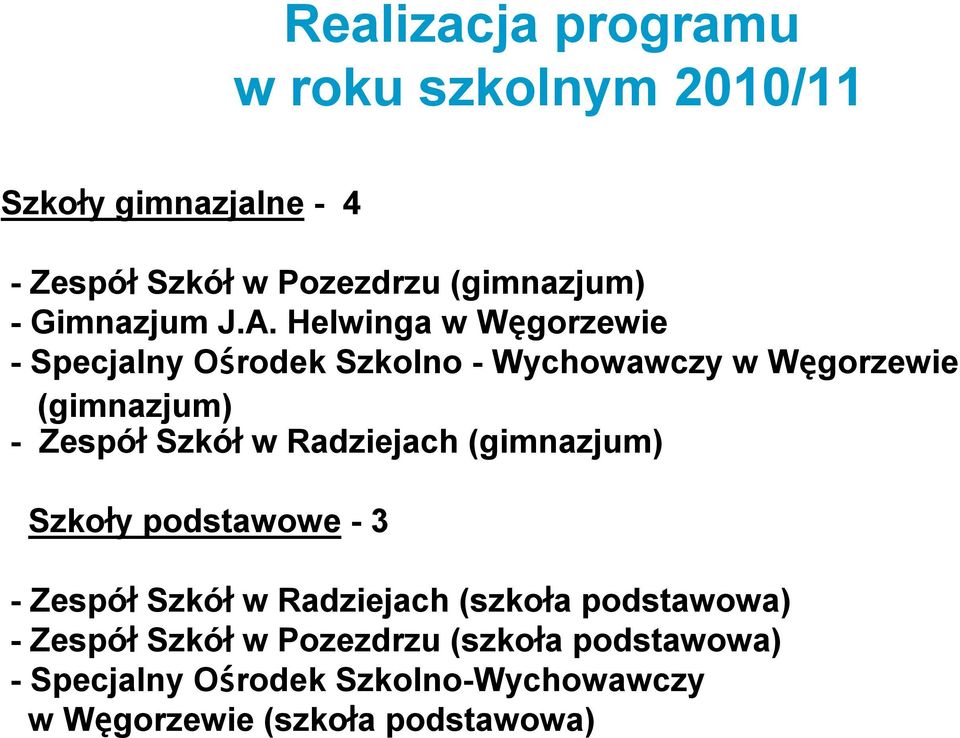 Helwinga w Węgorzewie - Specjalny Ośrodek Szkolno - Wychowawczy w Węgorzewie (gimnazjum) - Zespół Szkół w