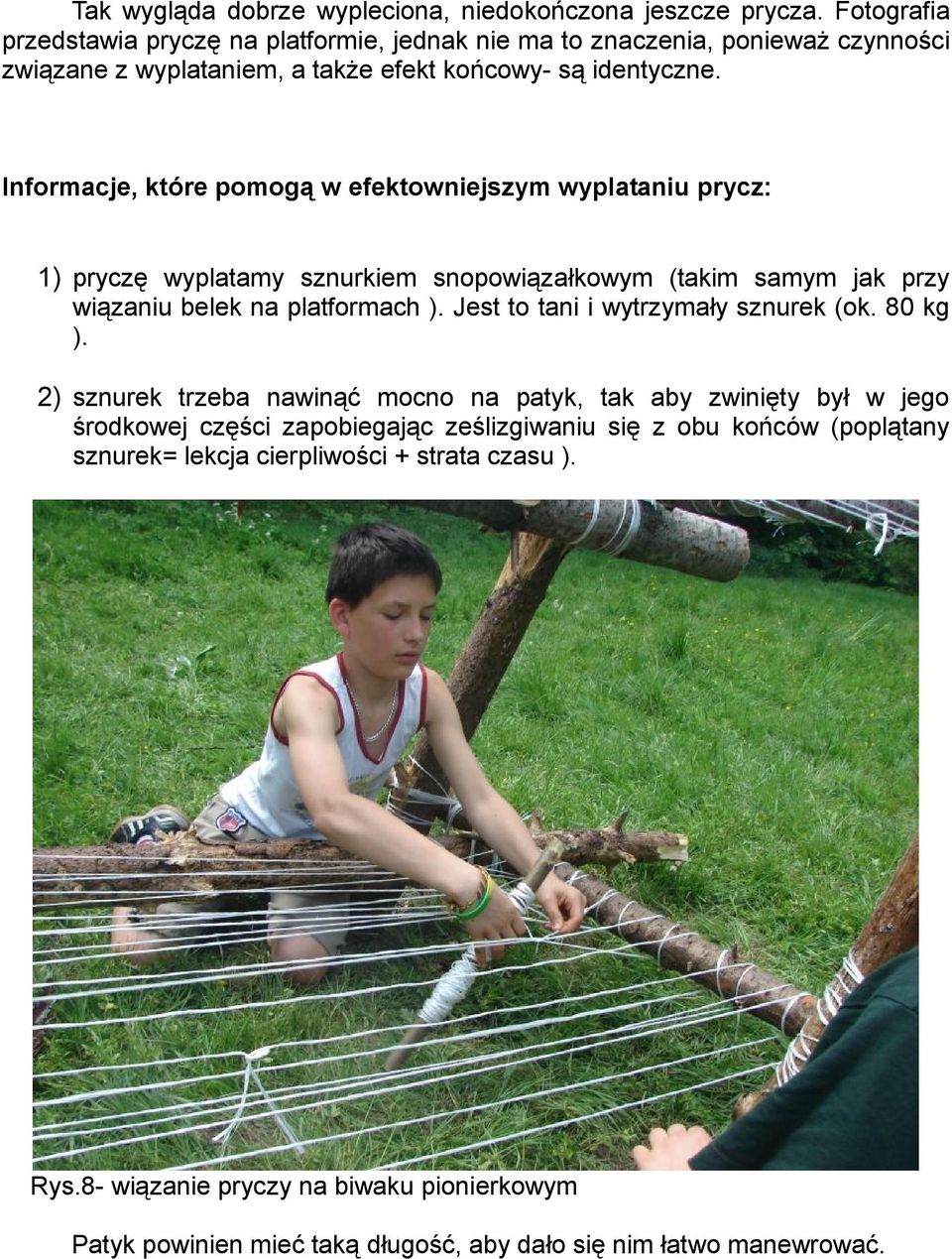 Informacje, które pomogą w efektowniejszym wyplataniu prycz: 1) pryczę wyplatamy sznurkiem snopowiązałkowym (takim samym jak przy wiązaniu belek na platformach ).