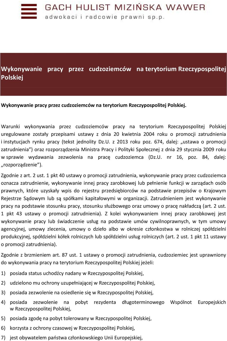 pracy (tekst jednolity Dz.U. z 2013 roku poz.