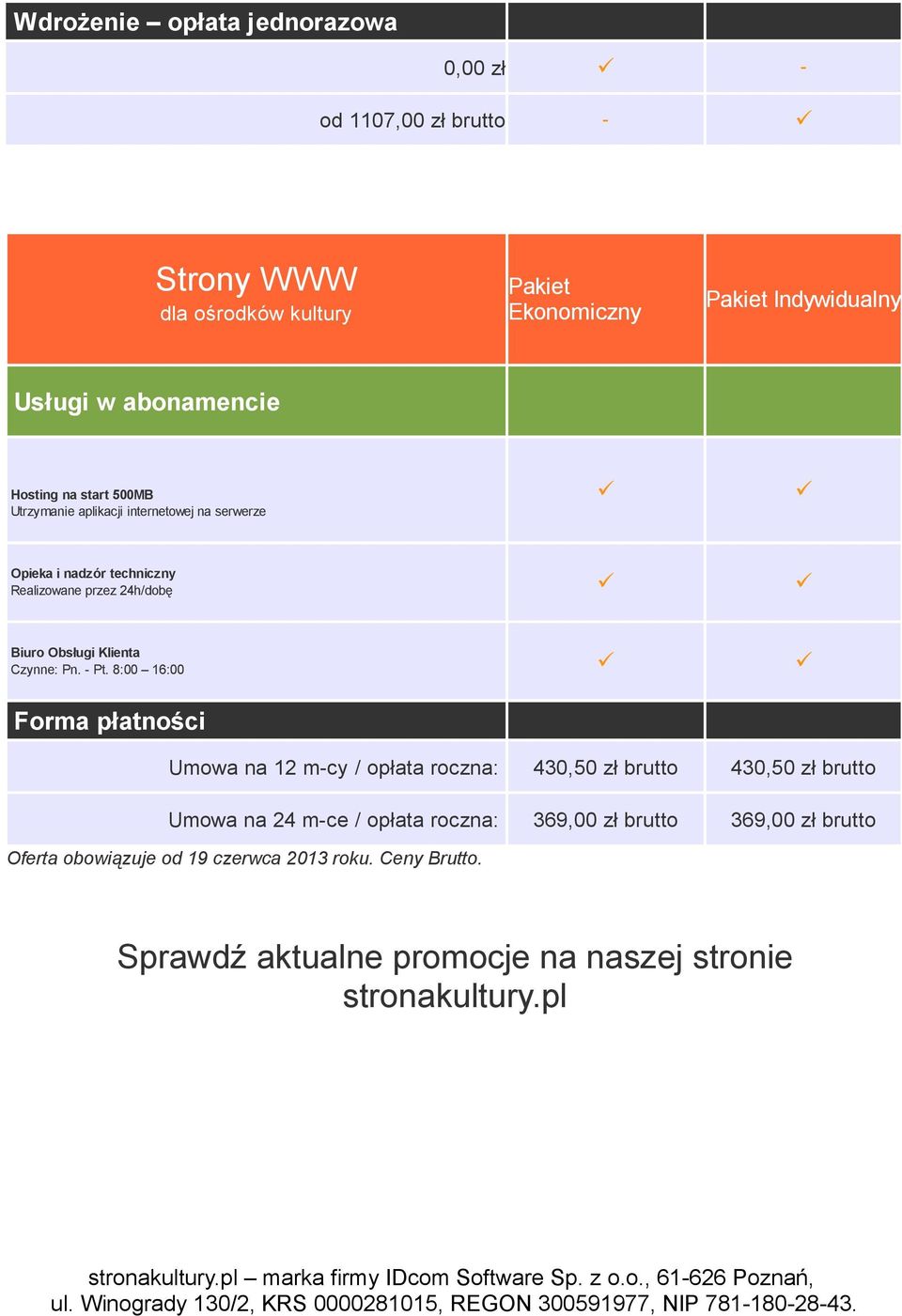 Klienta Czynne: Pn. - Pt.