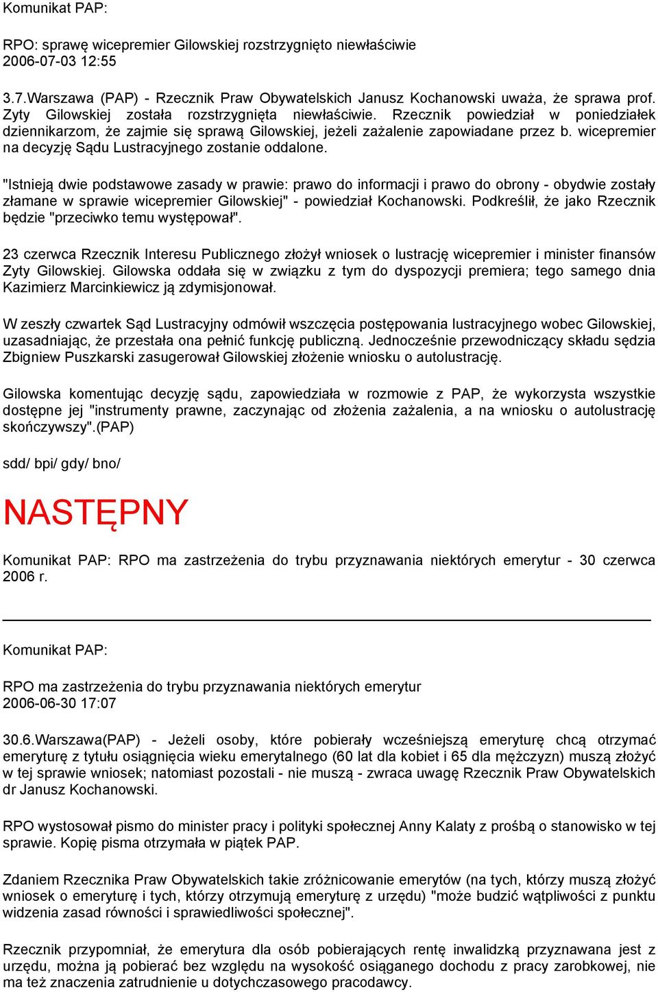 wicepremier na decyzję Sądu Lustracyjnego zostanie oddalone.
