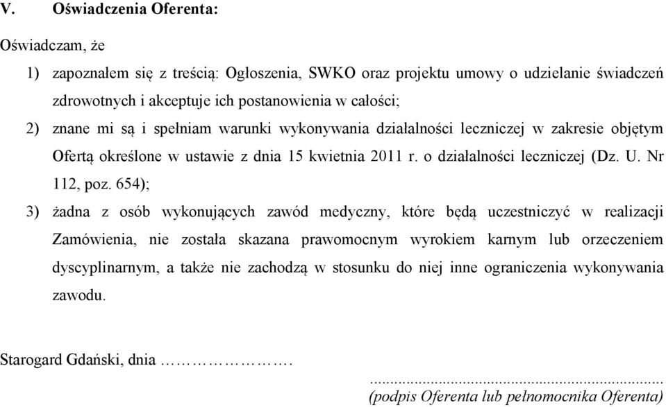 o działalności leczniczej (Dz. U. Nr 112, poz.