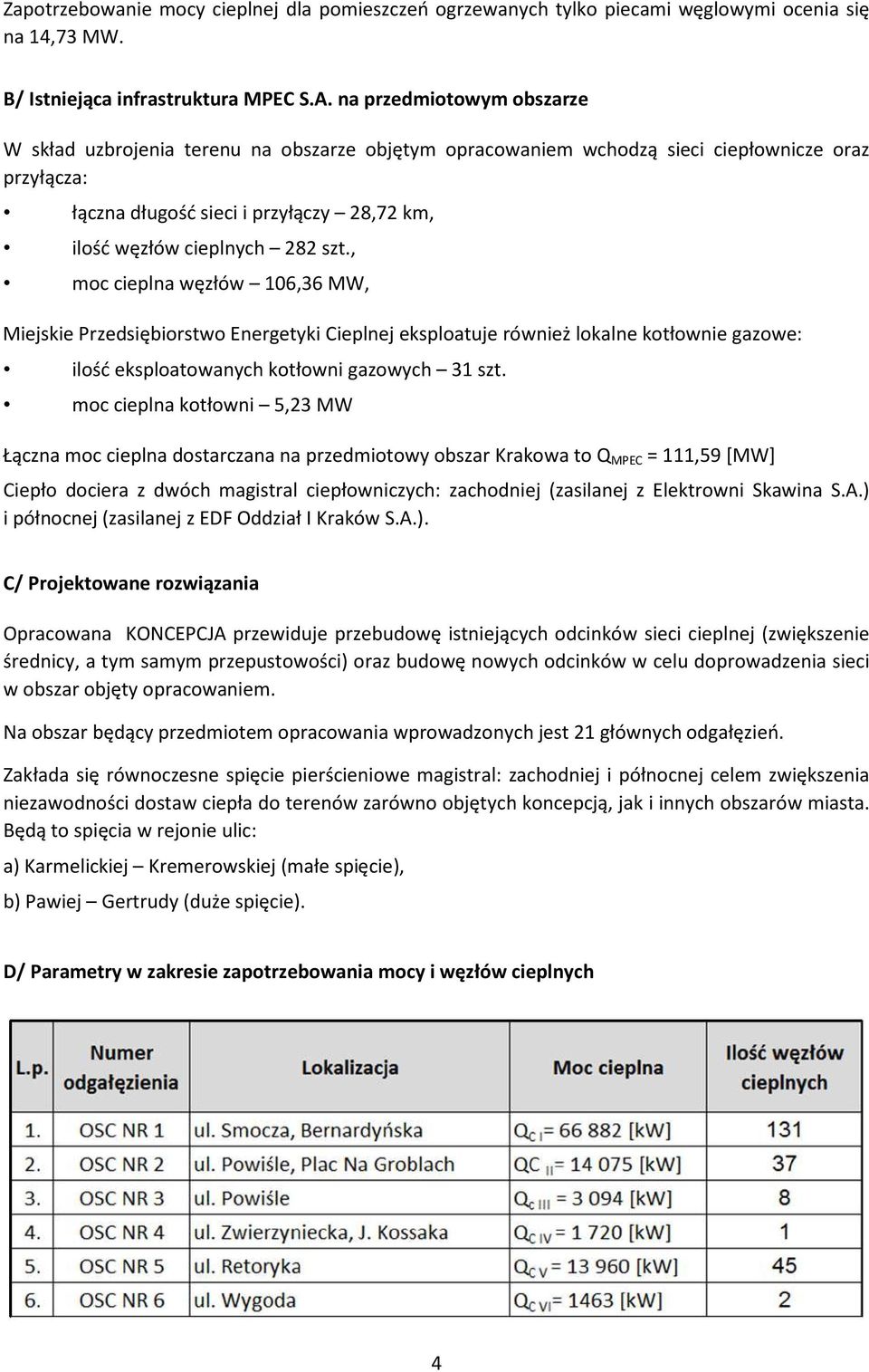 szt., moc cieplna węzłów 106,36 MW, Miejskie Przedsiębiorstwo Energetyki Cieplnej eksploatuje również lokalne kotłownie gazowe: ilość eksploatowanych kotłowni gazowych 31 szt.