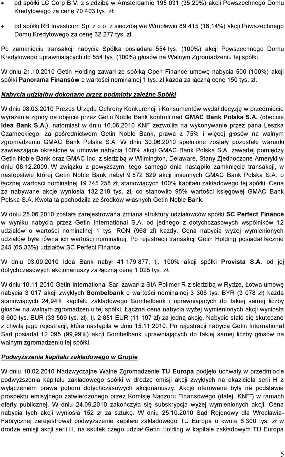 zł każda za łączną cenę 150 tys. zł. Nabycia udziałów dokonane przez podmioty zależne Spółki W dniu 08.03.