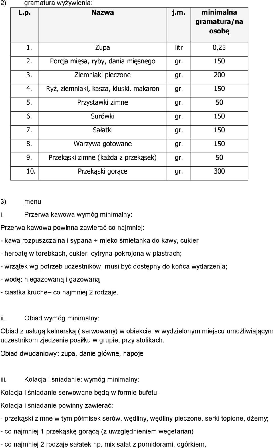 Przekąski gorące gr. 300 3) menu i.