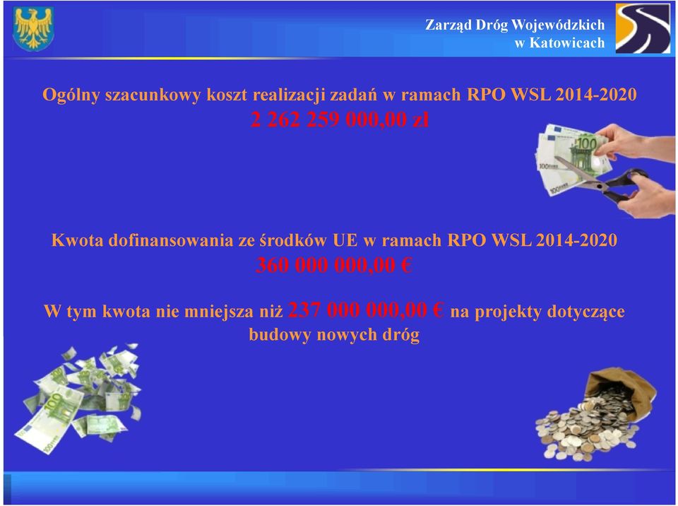 UE w ramach RPO WSL 2014-2020 360 000 000,00 W tym kwota nie