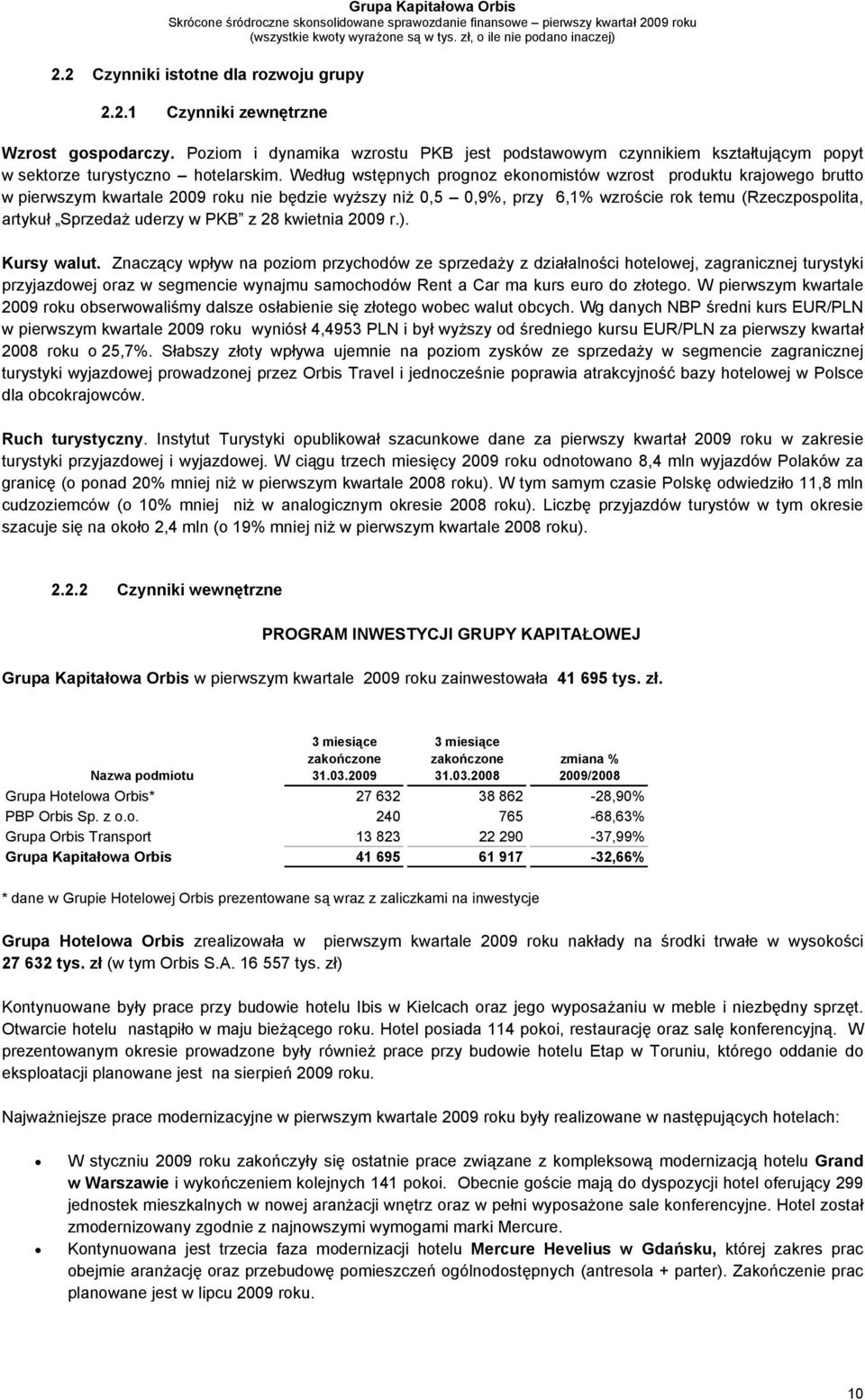 Według wstępnych prognoz ekonomistów wzrost produktu krajowego brutto w pierwszym kwartale 2009 roku nie będzie wyższy niż 0,5 0,9%, przy 6,1% wzroście rok temu (Rzeczpospolita, artykuł Sprzedaż