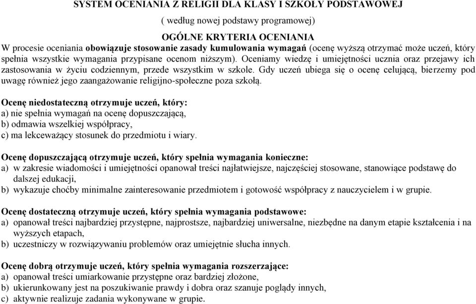 Oceniamy wiedzę i umiejętności ucznia oraz przejawy ich zastosowania w życiu codziennym, przede wszystkim w szkole.