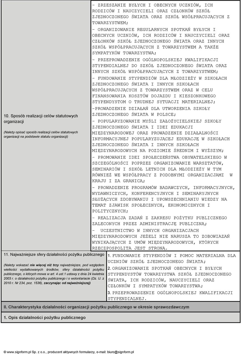 art. 4 ust.1 ustawy z dnia 24 kwietnia 2003 r. o działalności pożytku publicznego i o wolontariacie (Dz. U. z 2010 r. Nr 234, poz.