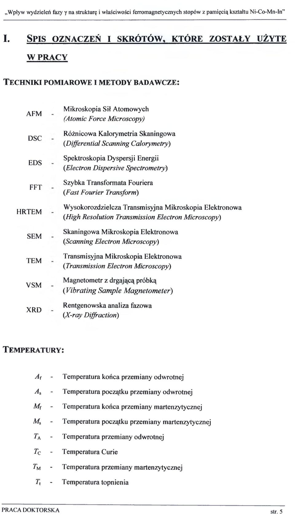 Fouriera (Fast Fourier Transform) Wysokorozdzielcza Transmisyjna Mikroskopia Elektronowa (High Resolution Transmission Electron Microscopy) Skaningowa Mikroskopia Elektronowa (Scanning Electron