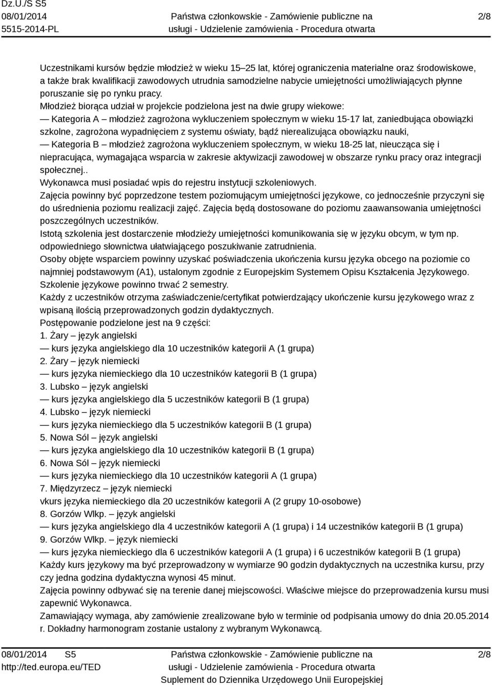 Młodzież biorąca udział w projekcie podzielona jest na dwie grupy wiekowe: Kategoria A młodzież zagrożona wykluczeniem społecznym w wieku 15-17 lat, zaniedbująca obowiązki szkolne, zagrożona