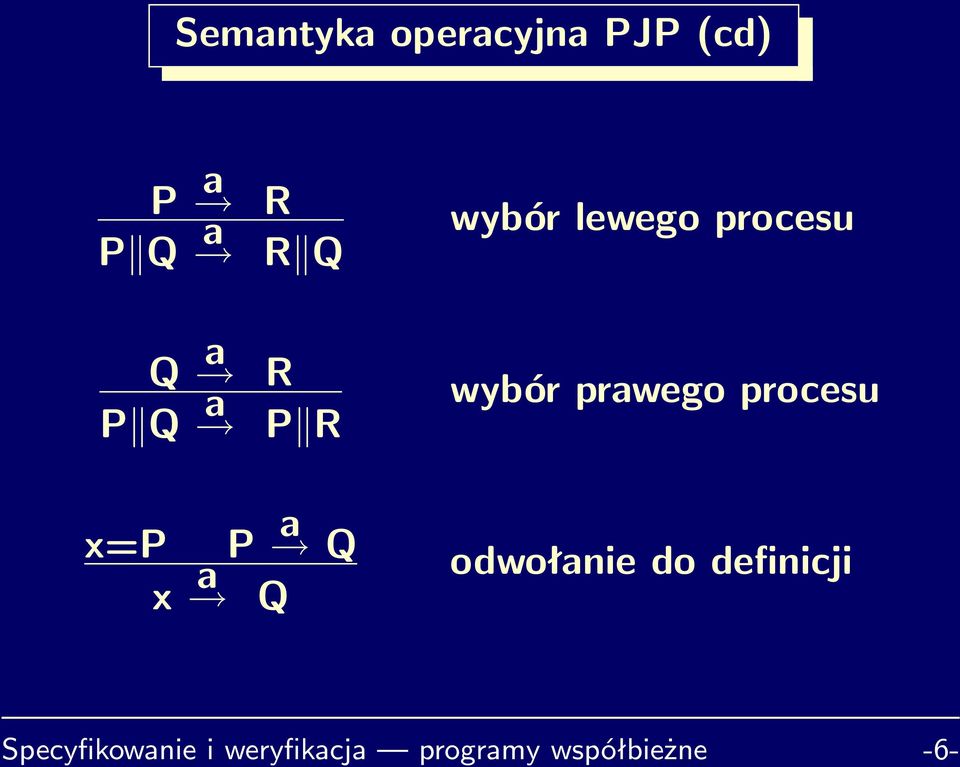 procesu x=p P Q x Q odwołnie do definicji