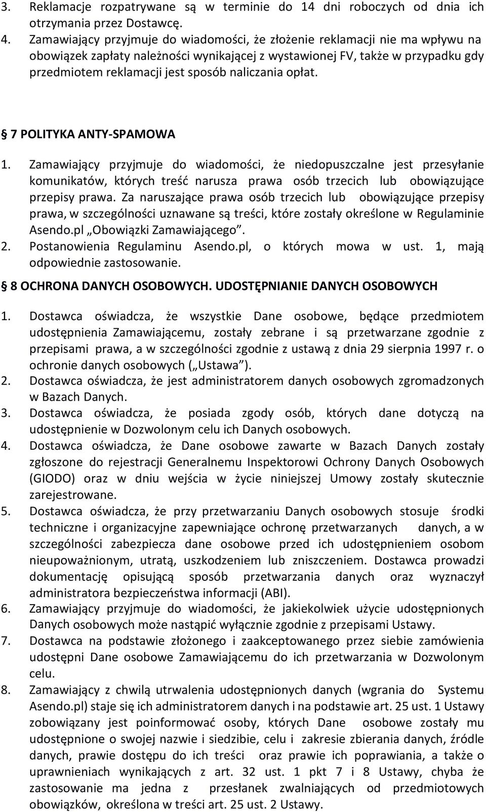 naliczania opłat. 7 POLITYKA ANTY-SPAMOWA 1.