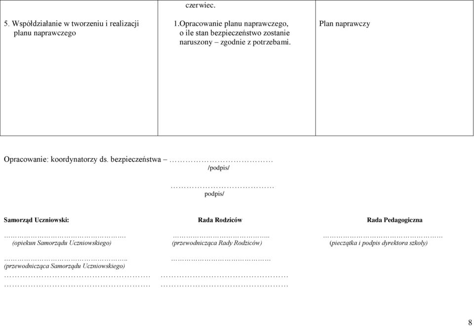 Plan naprawczy Opracowanie: koordynatorzy ds.