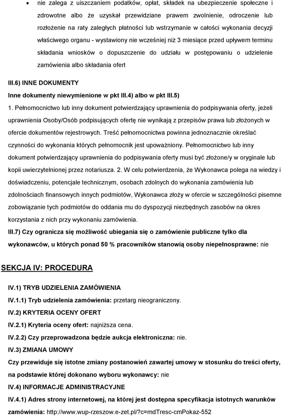 III.6) INNE DOKUMENTY Inne dkumenty niewymienine w pkt III.4) alb w pkt III.5) 1.