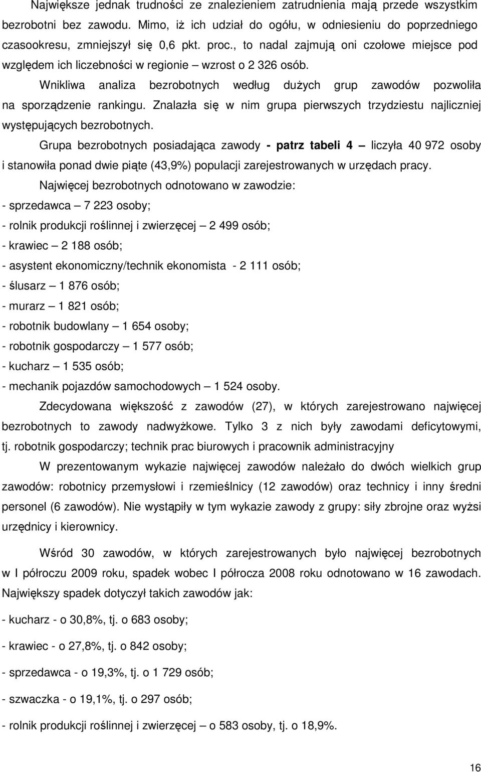 Znalazła się w nim grupa pierwszych trzydziestu najliczniej występujących bezrobotnych.