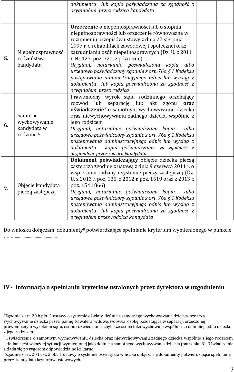 Prawomocny wyrok sądu rodzinnego orzekający rozwód lub separację lub akt zgonu oraz oświadczenie 7 o samotnym wychowywaniu dziecka oraz niewychowywaniu żadnego dziecka wspólnie z jego rodzicem