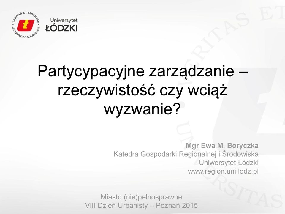 Boryczka Katedra Gospodarki Regionalnej i Środowiska