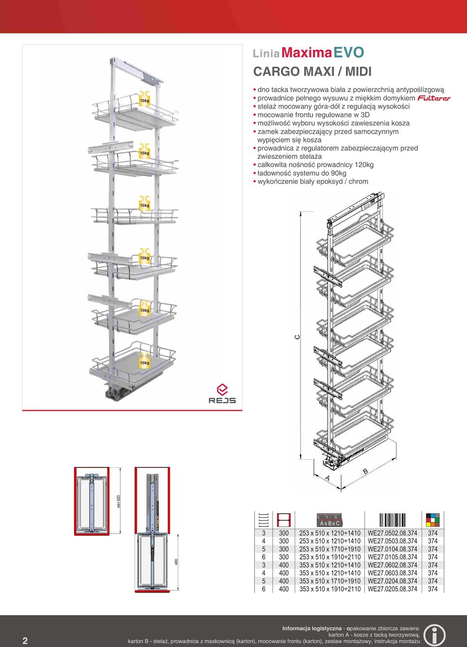 prowadnicy 120kg ³adownoœæ systemu do 90kg wykoñczenie bia³y epoksyd / chrom 3 6 3 6 23 x 10 x 1210 110 23 x 10 x 1210 110 23 x 10 x 1710 1910 23 x 10 x 1910 2110 33 x 10 x 1210 110 33 x 10 x 1210