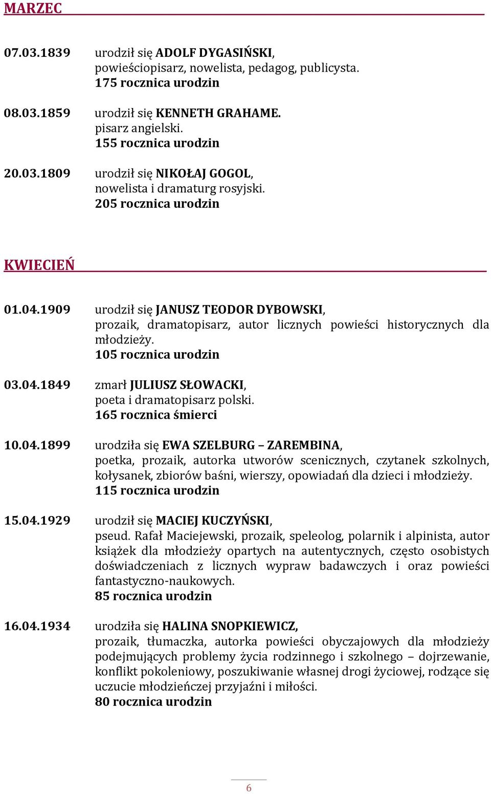 1909 urodził się JANUSZ TEODOR DYBOWSKI, prozaik, dramatopisarz, autor licznych powieści historycznych dla młodzieży. 105 rocznica urodzin 03.04.