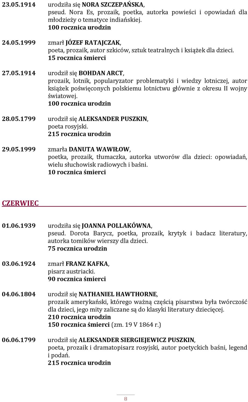 1914 urodził się BOHDAN ARCT, prozaik, lotnik, popularyzator problematyki i wiedzy lotniczej, autor książek poświęconych polskiemu lotnictwu głównie z okresu II wojny światowej.