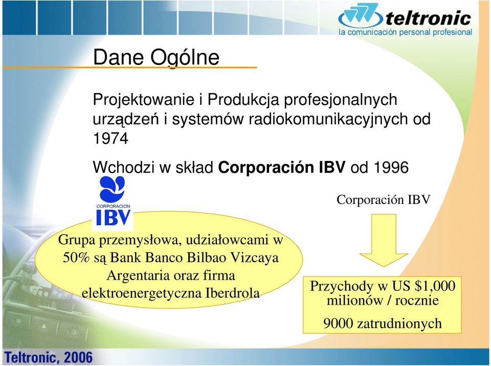 Grupa przemysłowa, udziałowcami w 50% są Bank Banco Bilbao Vizcaya Argentaria oraz