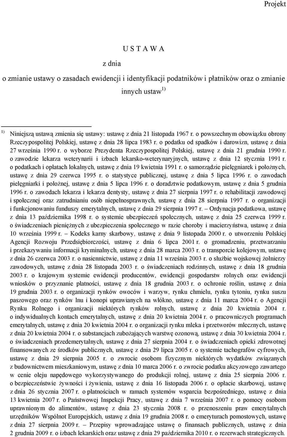 o wyborze Prezydenta Rzeczypospolitej Polskiej, ustawę z dnia 21 grudnia 1990 r. o zawodzie lekarza weterynarii i izbach lekarsko-weterynaryjnych, ustawę z dnia 12 stycznia 1991 r.