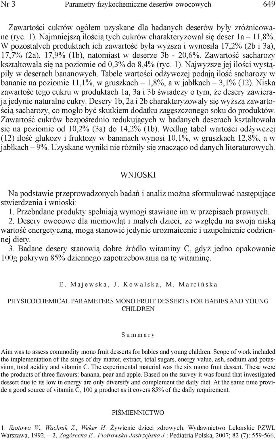 W pozostałych produktach ich zawartość była wyższa i wynosiła 17,2% (2b i 3a), 17,7% (2a), 17,9% (1b), natomiast w deserze 3b - 20,6%.