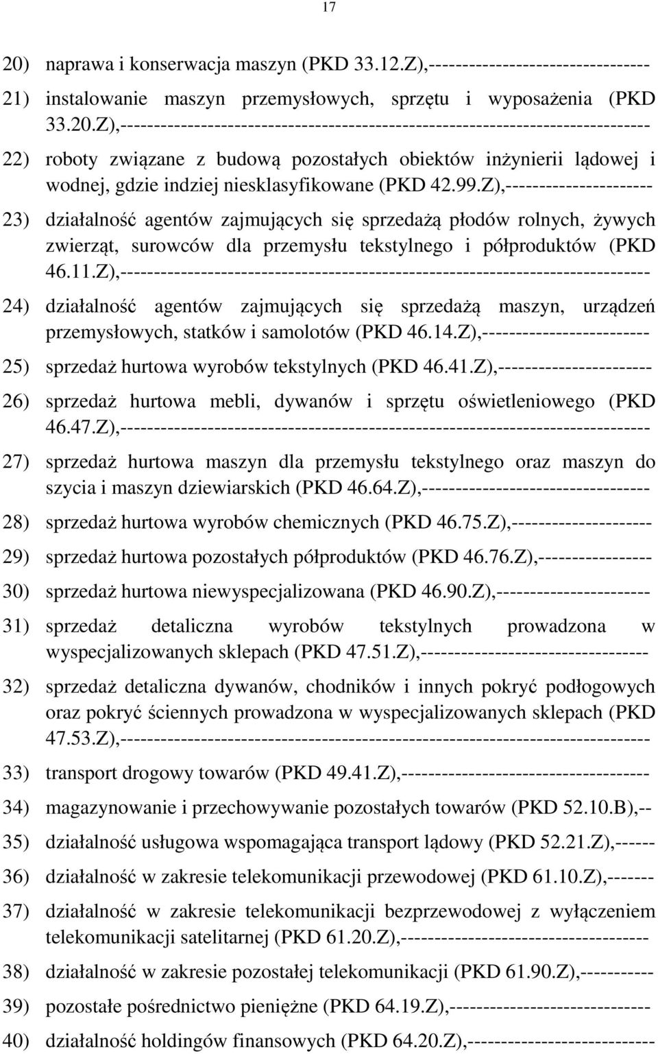 Z),------------------------------------------------------------------------------- 22) roboty związane z budową pozostałych obiektów inżynierii lądowej i wodnej, gdzie indziej niesklasyfikowane (PKD