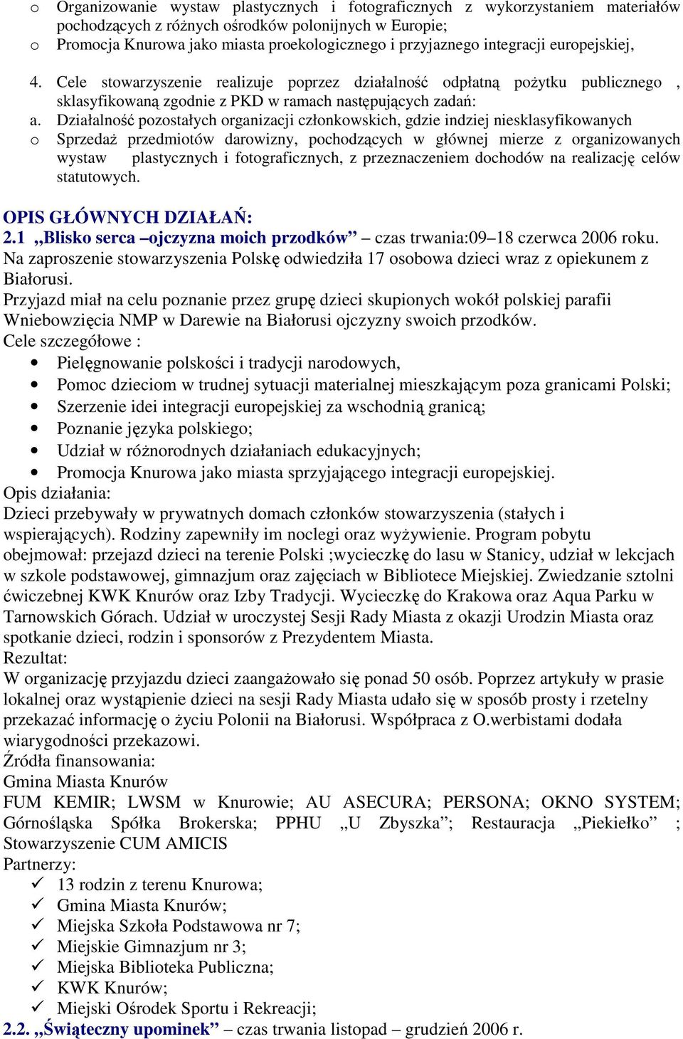 Działalność pozostałych organizacji członkowskich, gdzie indziej niesklasyfikowanych o Sprzedaż przedmiotów darowizny, pochodzących w głównej mierze z organizowanych wystaw plastycznych i
