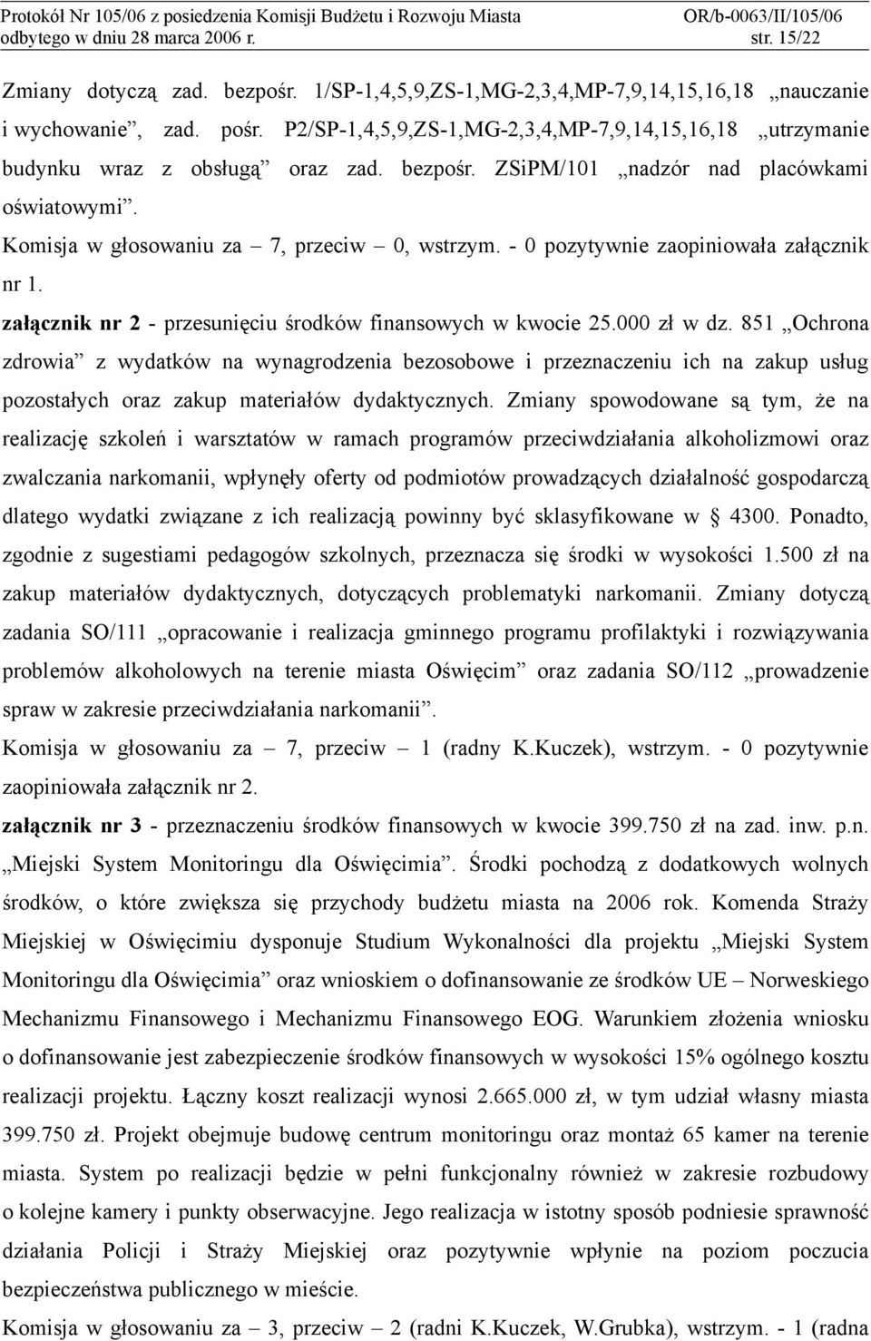 - 0 pozytywnie zaopiniowała załącznik nr 1. załącznik nr 2 - przesunięciu środków finansowych w kwocie 25.000 zł w dz.