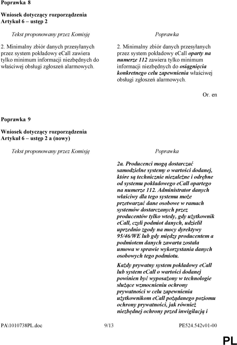 Minimalny zbiór danych przesyłanych przez system pokładowy ecall oparty na numerze 112 zawiera tylko minimum informacji niezbędnych do osiągnięcia konkretnego celu zapewnienia właściwej obsługi